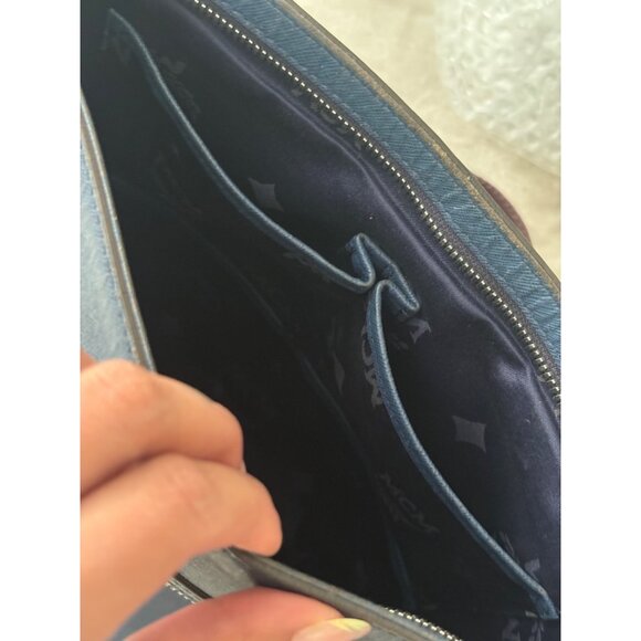 MCM Blue Leather Crossbody Bag With Adjustable Strap - Picture 7 of 8